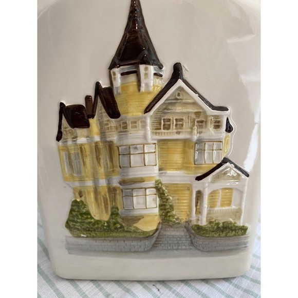 Vintage Otagiri Yellow Victorian Cookie Canister Jar Handcrafted in Japan - Picture 2 of 10